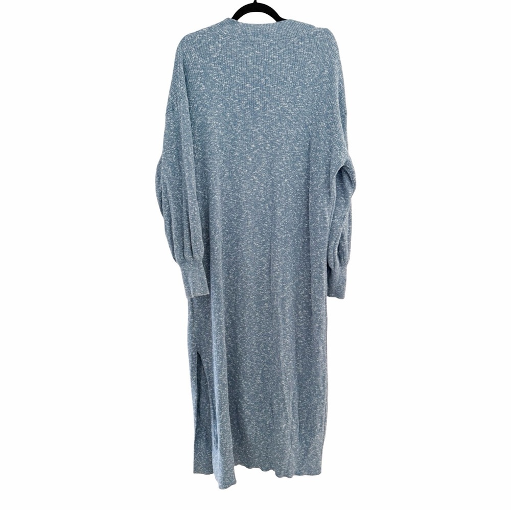 FREE PEOPLE BEACH Marled Long Sleeve Maxi Knit Crewneck Blue Dress Sz S - Picture 3 of 7
